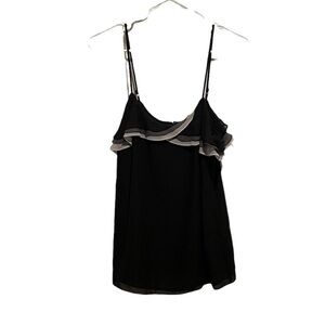 Express Design Studio Vintage y2k black silk Ruffle Tank Top sz medium